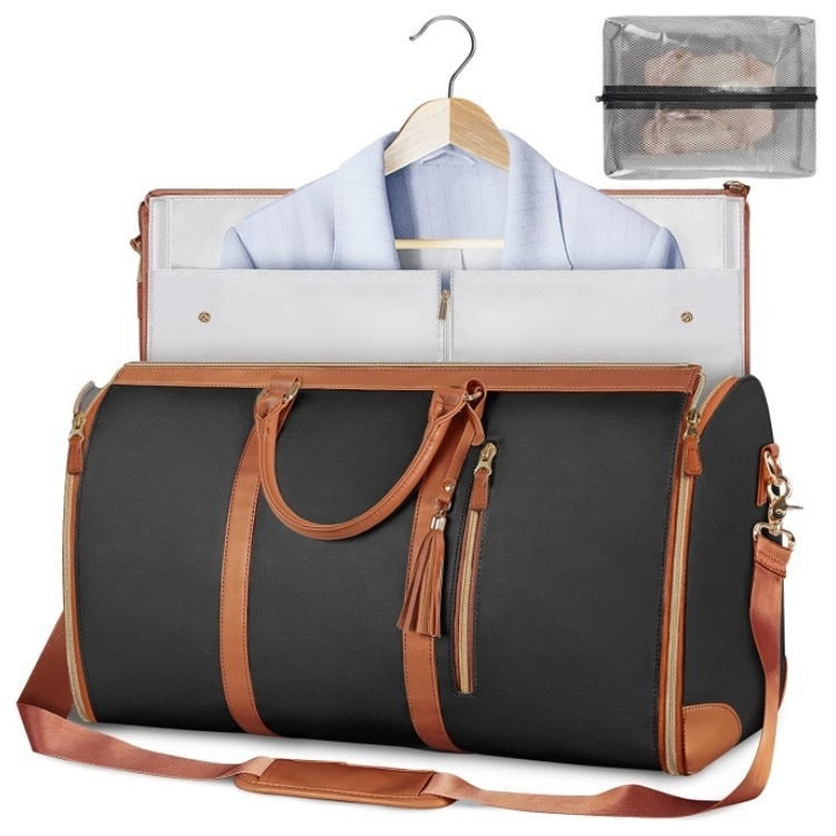 Borsa Porta Abiti Pieghevole in Pelle PU – Borsone da Viaggio Multifunzione per Uomo e Donna, Porta Abiti Portatile e Impermeabile