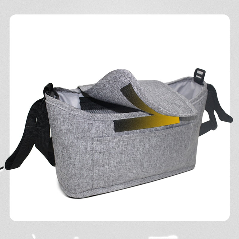 Borsa Organizer per Passeggino con Porta Bicchieri e Copertura – Accessorio Invernale Pratico per Bambini