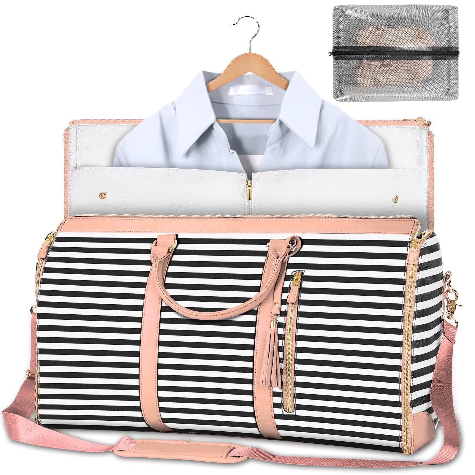 Borsa Porta Abiti Pieghevole in Pelle PU – Borsone da Viaggio Multifunzione per Uomo e Donna, Porta Abiti Portatile e Impermeabile