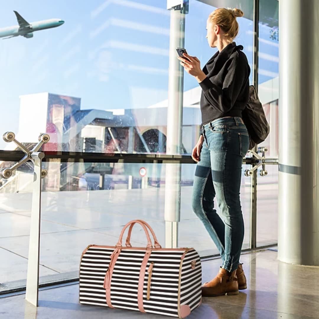 Borsa Porta Abiti Pieghevole in Pelle PU – Borsone da Viaggio Multifunzione per Uomo e Donna, Porta Abiti Portatile e Impermeabile