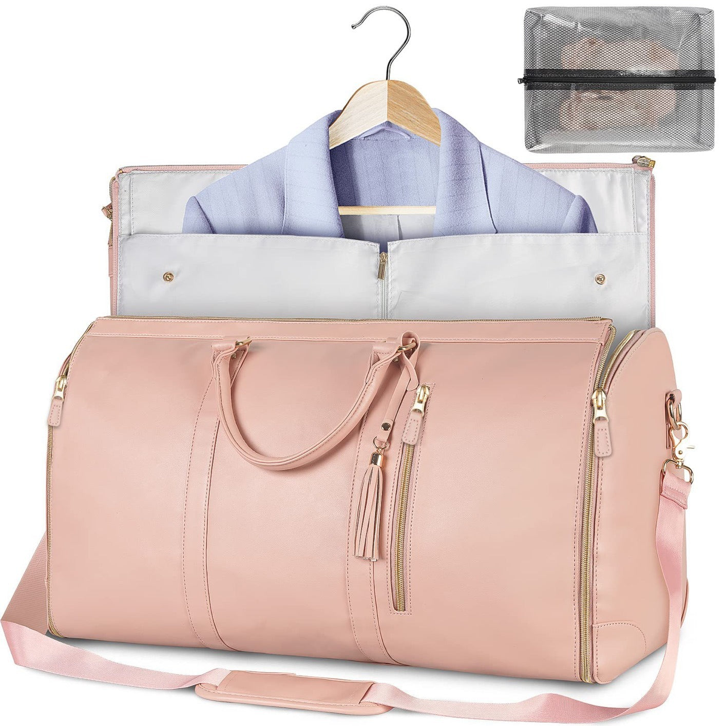 Borsa Porta Abiti Pieghevole in Pelle PU – Borsone da Viaggio Multifunzione per Uomo e Donna, Porta Abiti Portatile e Impermeabile