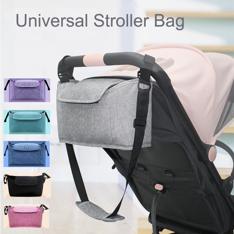 Borsa Organizer per Passeggino con Porta Bicchieri e Copertura – Accessorio Invernale Pratico per Bambini
