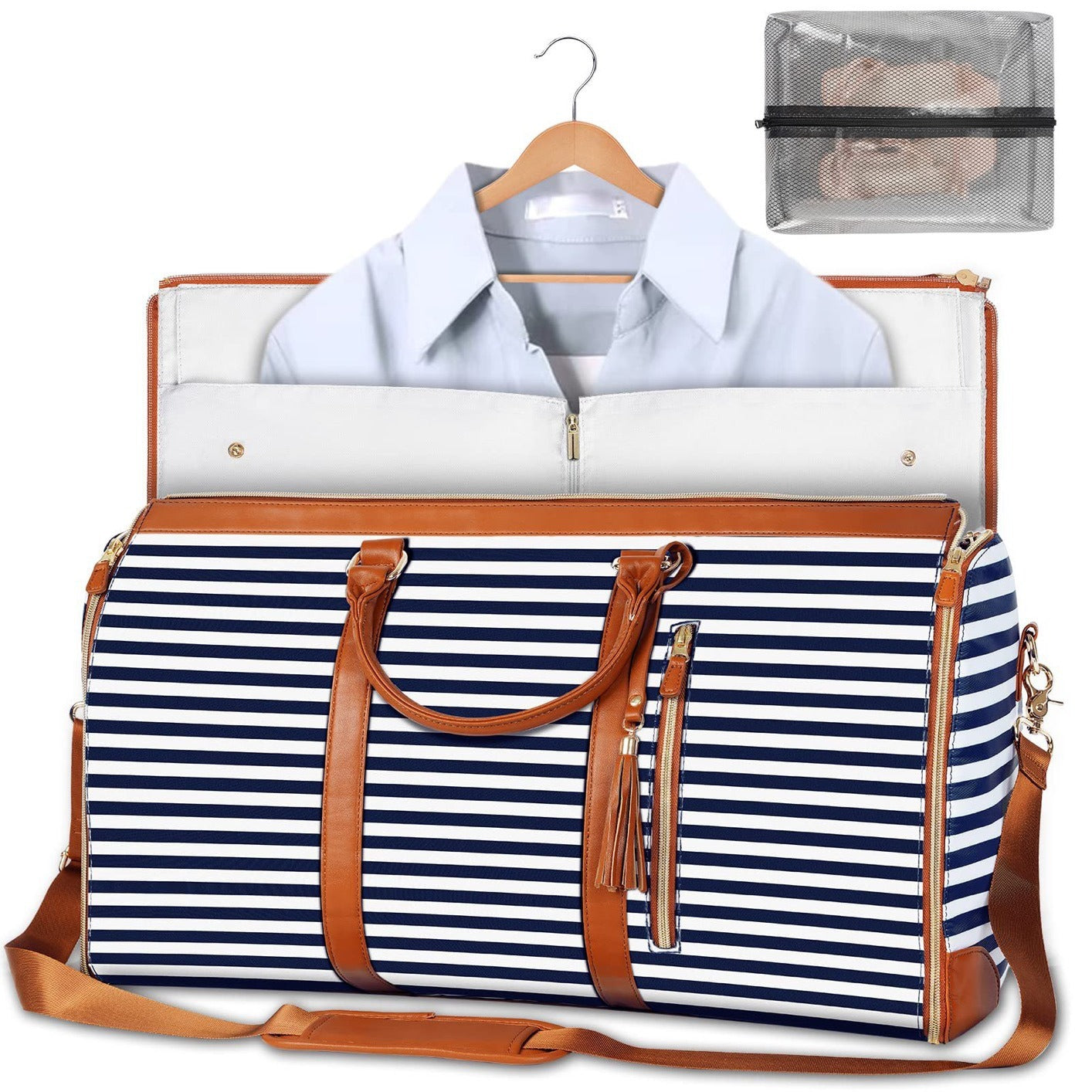 Borsa Porta Abiti Pieghevole in Pelle PU – Borsone da Viaggio Multifunzione per Uomo e Donna, Porta Abiti Portatile e Impermeabile