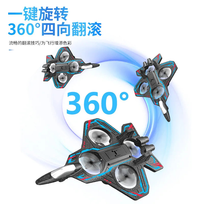 Caccia telecomandato per bambini Elicottero volante RC Hobby Jet Aereo 2.4G Stunt Foam Fighter Giocattolo Aereo Drone con luce