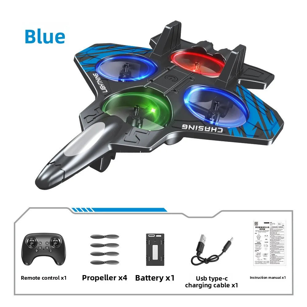 Caccia telecomandato per bambini Elicottero volante RC Hobby Jet Aereo 2.4G Stunt Foam Fighter Giocattolo Aereo Drone con luce